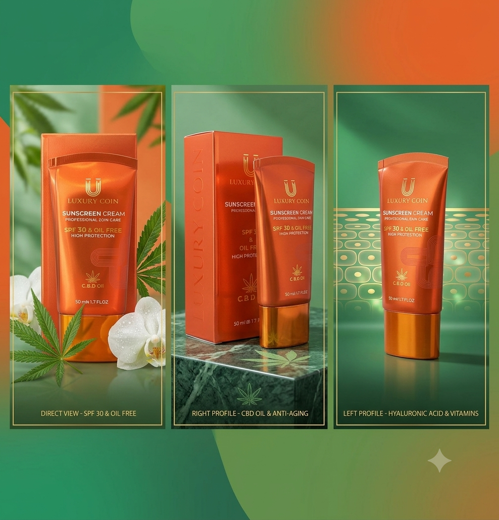 کرم ضد آفتاب لاکچری کوین مدل CBD فاقد چربی SPF30 حجم 50 میلی لیتر
